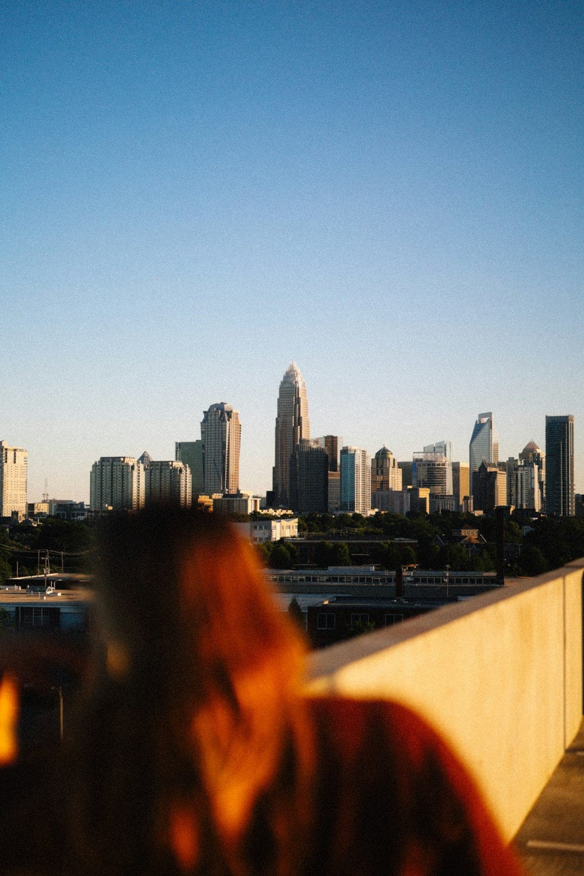 Charlotte NC skyline at sunset